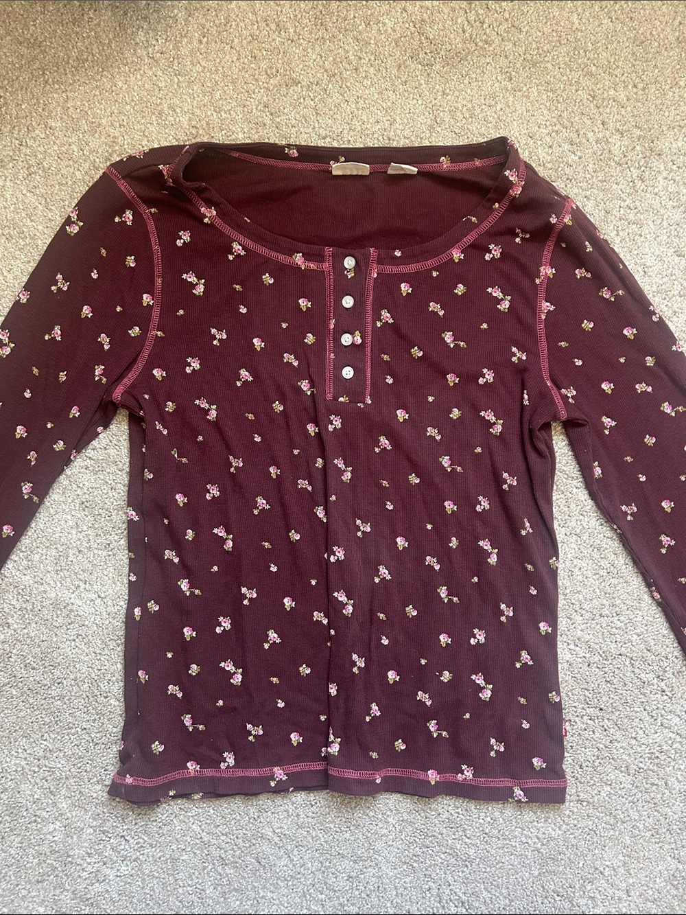 Levi’s Burgundy Floral Henley Long Sleeve Top